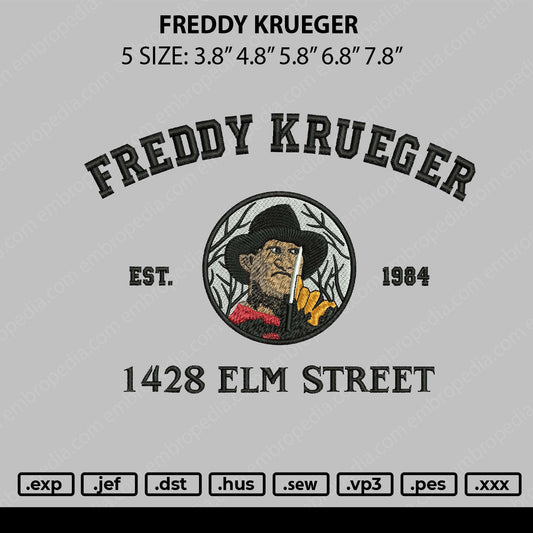 Freddy Krueger Embroidery File 5 sizes