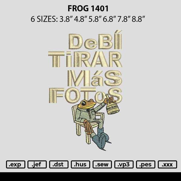 Frog 1401 Embroidery File 6 sizes