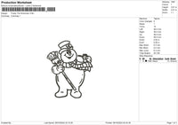 Snowman 02 Embroidery File 6 sizes