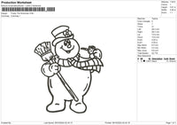 Snowman 02 Embroidery File 6 sizes