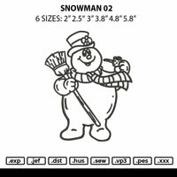 Snowman 02 Embroidery File 6 sizes