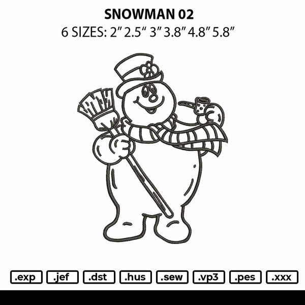 Snowman 02 Embroidery File 6 sizes