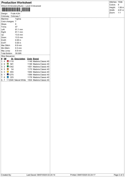 Fruits 0807 Embroidery File 6 sizes