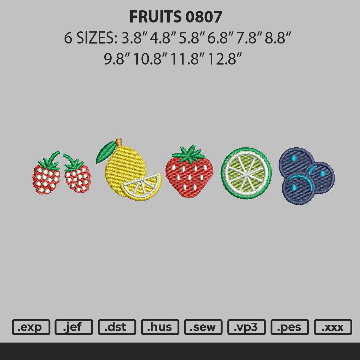 Fruits 0807 Embroidery File 6 sizes