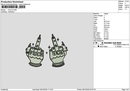 Middle Hands Embroidery File 6 sizes