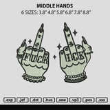 Middle Hands Embroidery File 6 sizes
