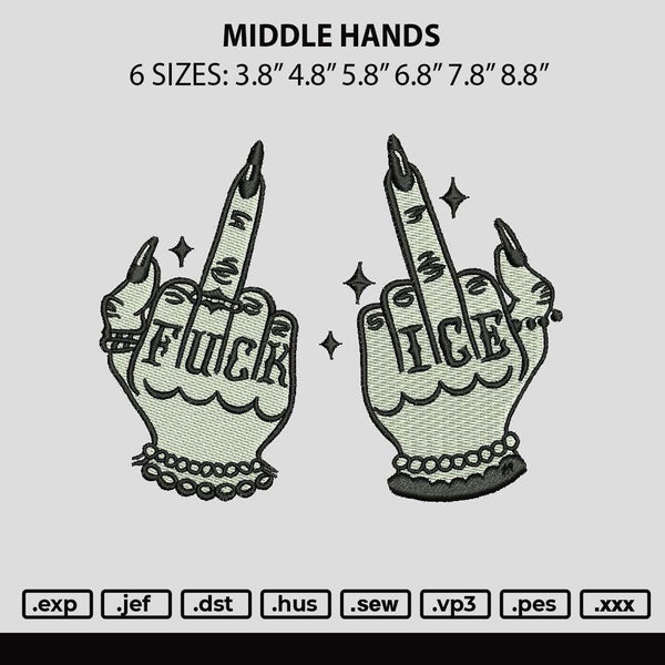 Middle Hands Embroidery File 6 sizes