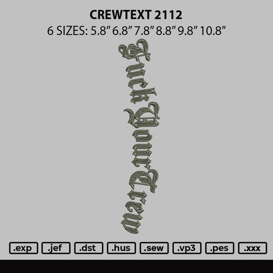 Crewtext Embroidery File 6 sizes