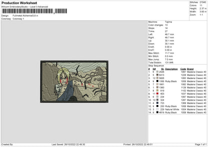 Fullmetal A Embroidery File 6 sizes