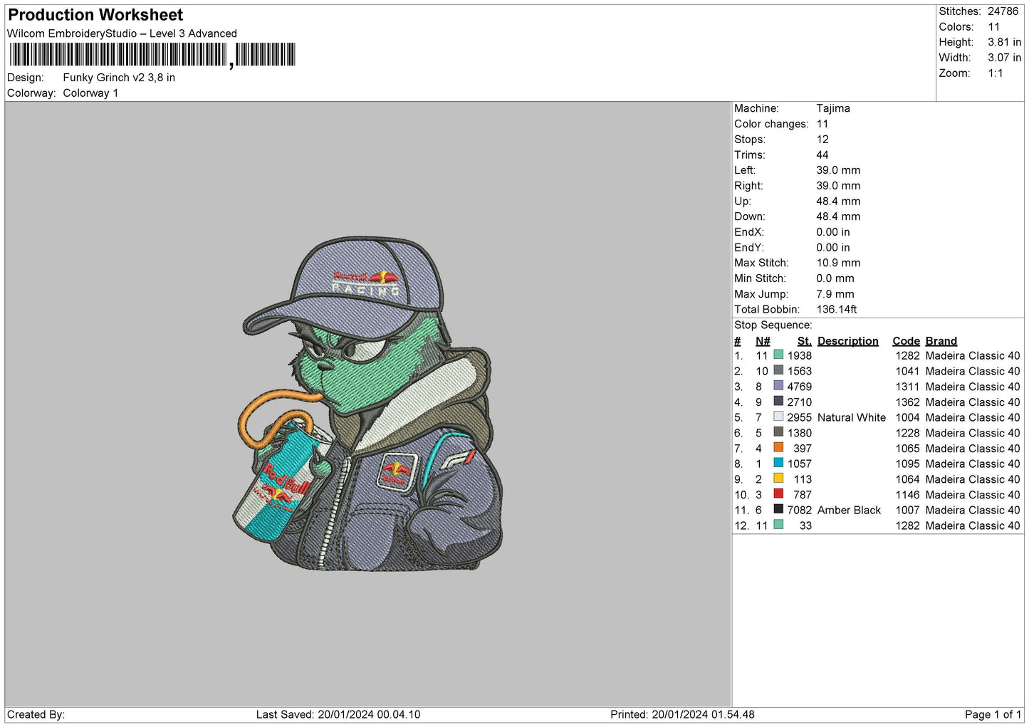 Grinch Cap01 Embroidery File 6 Sizes