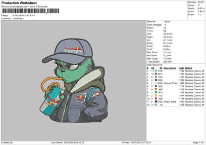 Grinch Cap01 Embroidery File 6 Sizes