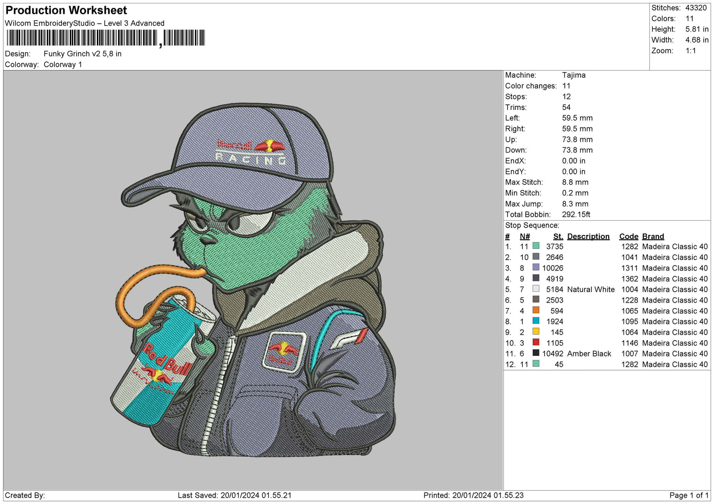 Grinch Cap01 Embroidery File 6 Sizes