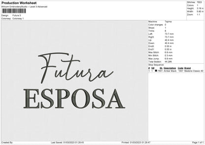 Futura Embroidery File 6 sizes