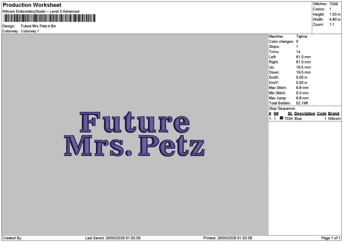 Futuretext 2805 Embroidery File 6 sizes