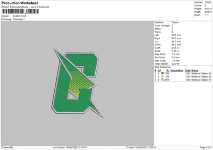 G Bolt Embroidery File 4 size