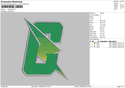 G Bolt Embroidery File 4 size
