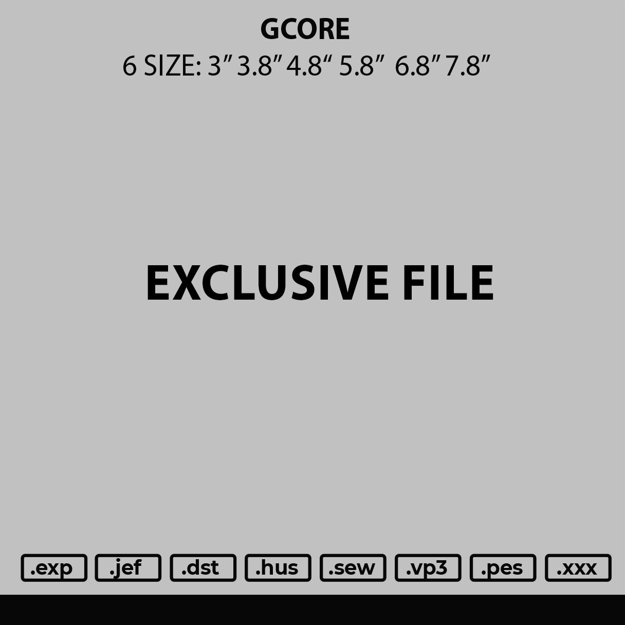 Gcore Embroidery File 6 sizes
