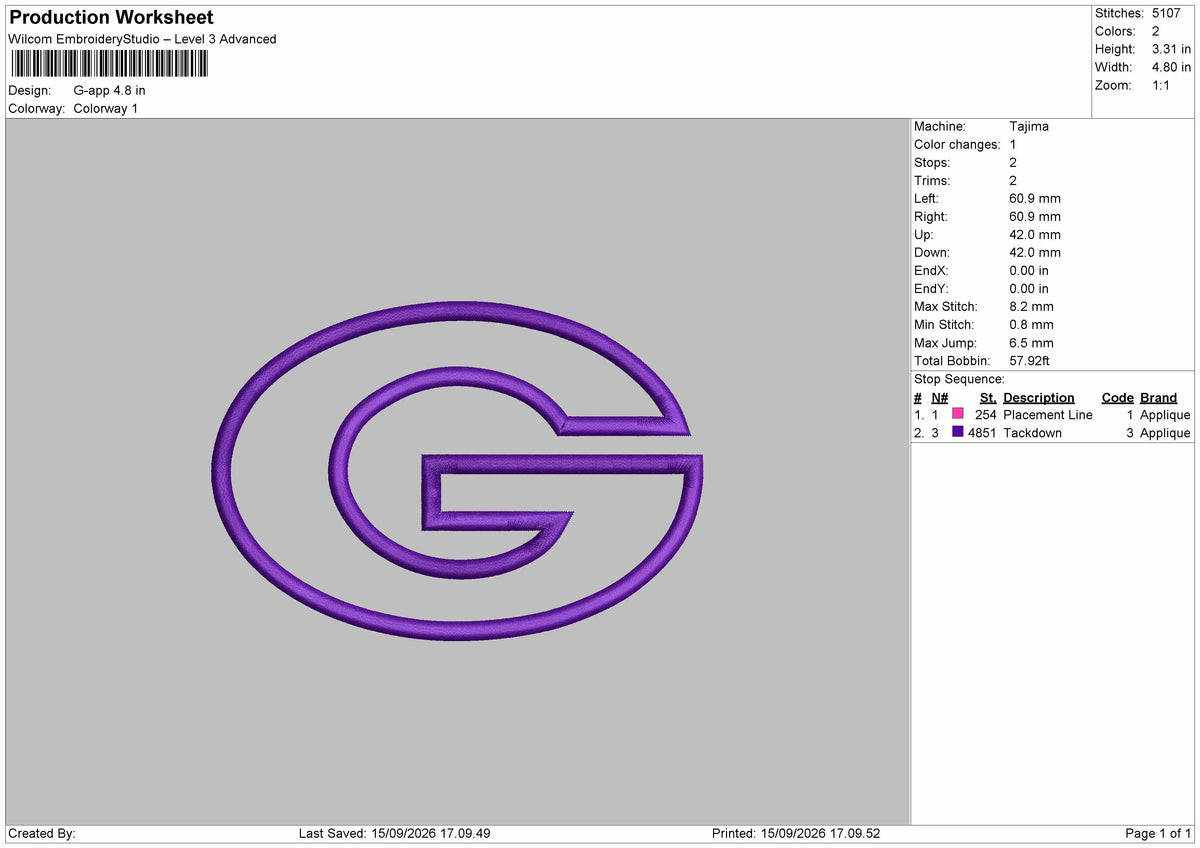 G Applique Embroidery Machine Design File
