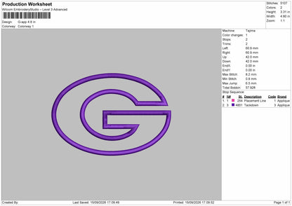 G Applique Embroidery Machine Design File