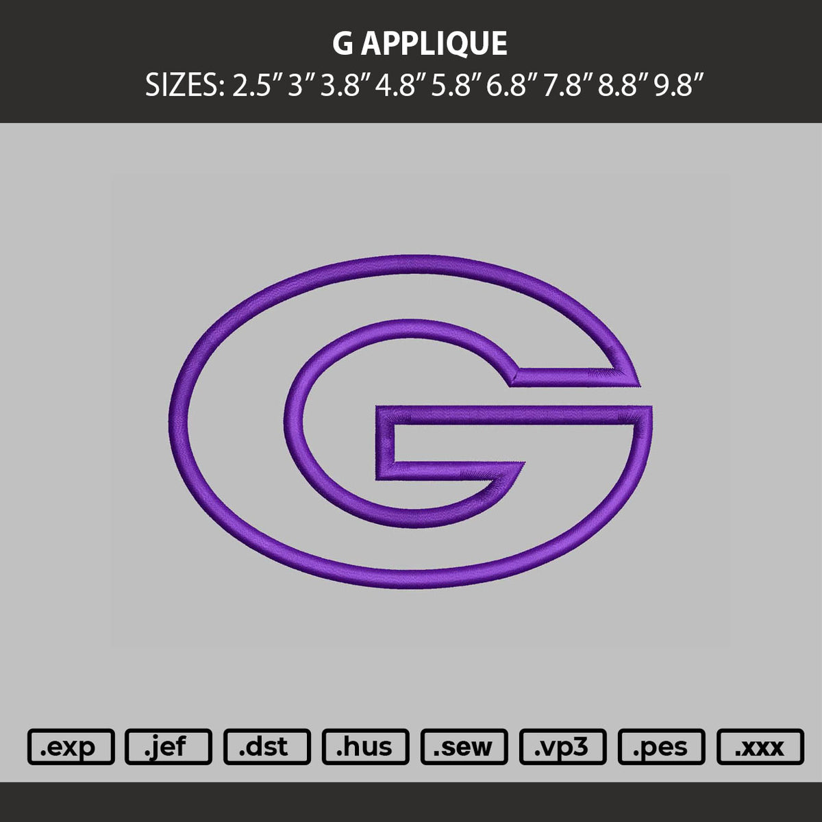 G Applique Embroidery Machine Design File