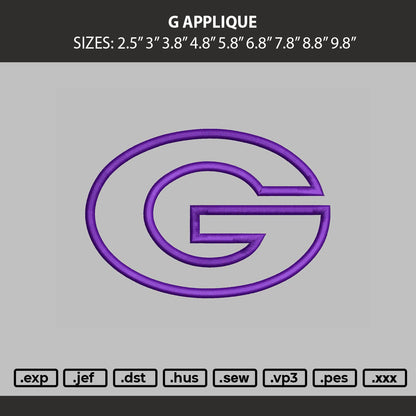 G Applique Embroidery Machine Design File