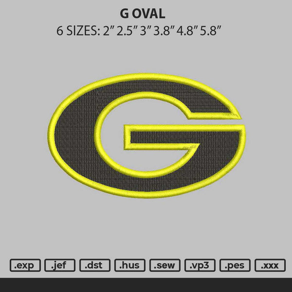 G Oval Embroidery File 6 sizes
