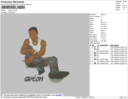 Giveon Embroidery File 4 size