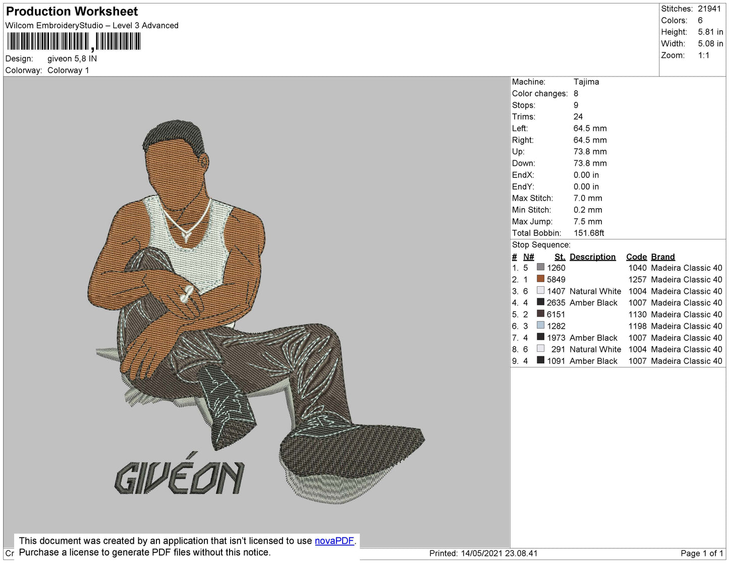Giveon Embroidery File 4 size