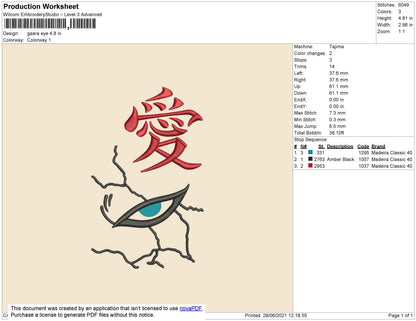 Gaara Eyes Embroidery File 4 Size