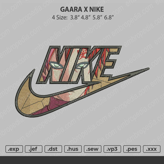 Gaara X Nike embroidery Design