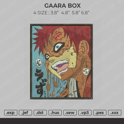 Gaara Box Embroidery File 4 size