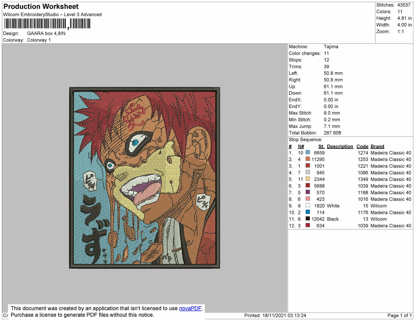 Gaara Box Embroidery File 4 size