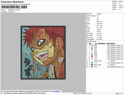 Gaara Box Embroidery File 4 size