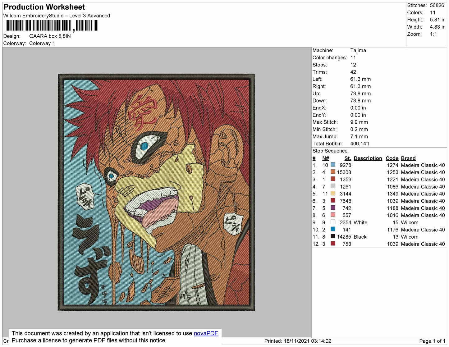 Gaara Box Embroidery File 4 size