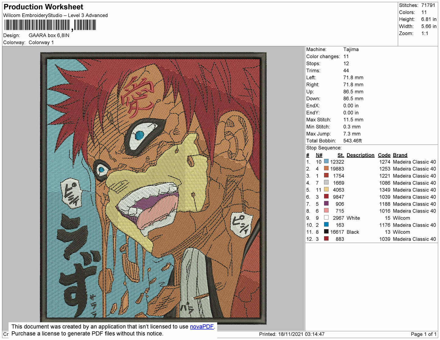 Gaara Box Embroidery File 4 size