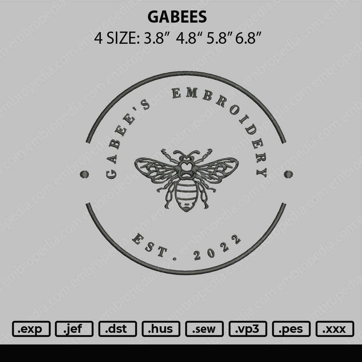 Gabees Embroidery File 4 size