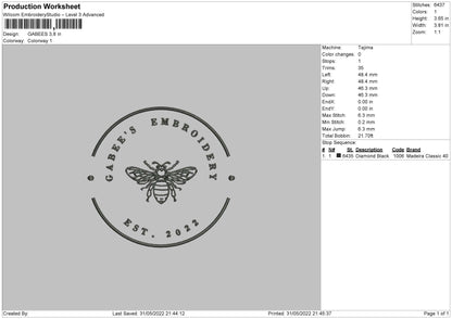 Gabees Embroidery File 4 size