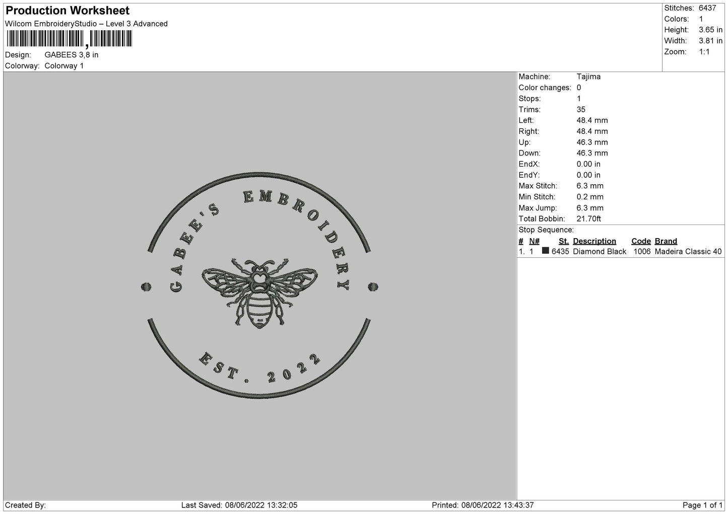 Gabees Embroidery File 4 size