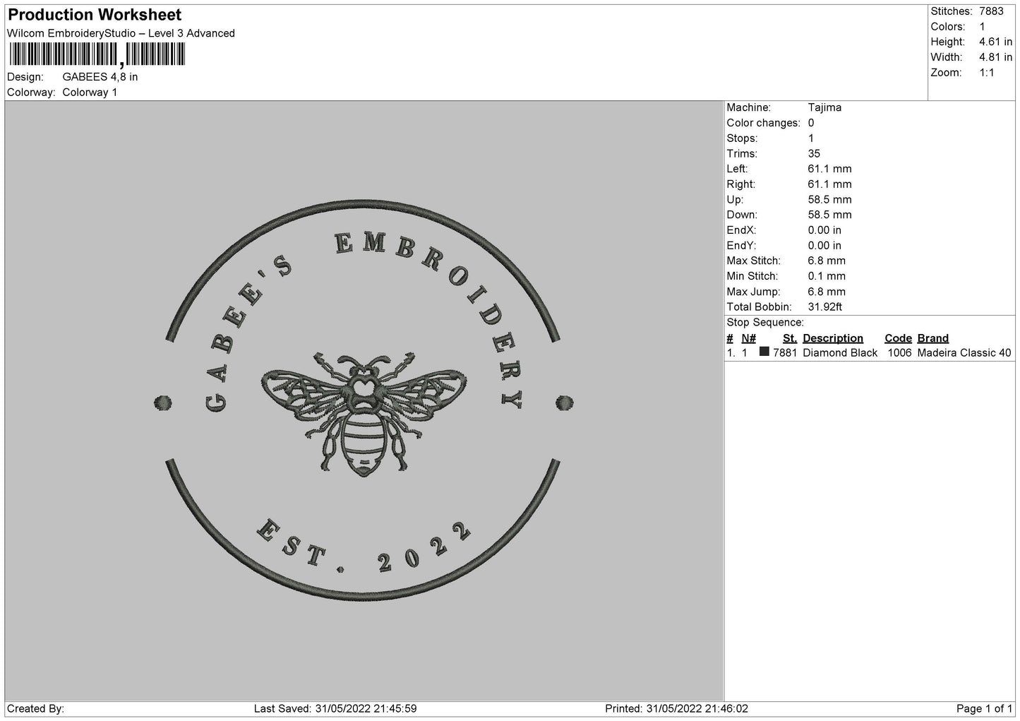 Gabees Embroidery File 4 size