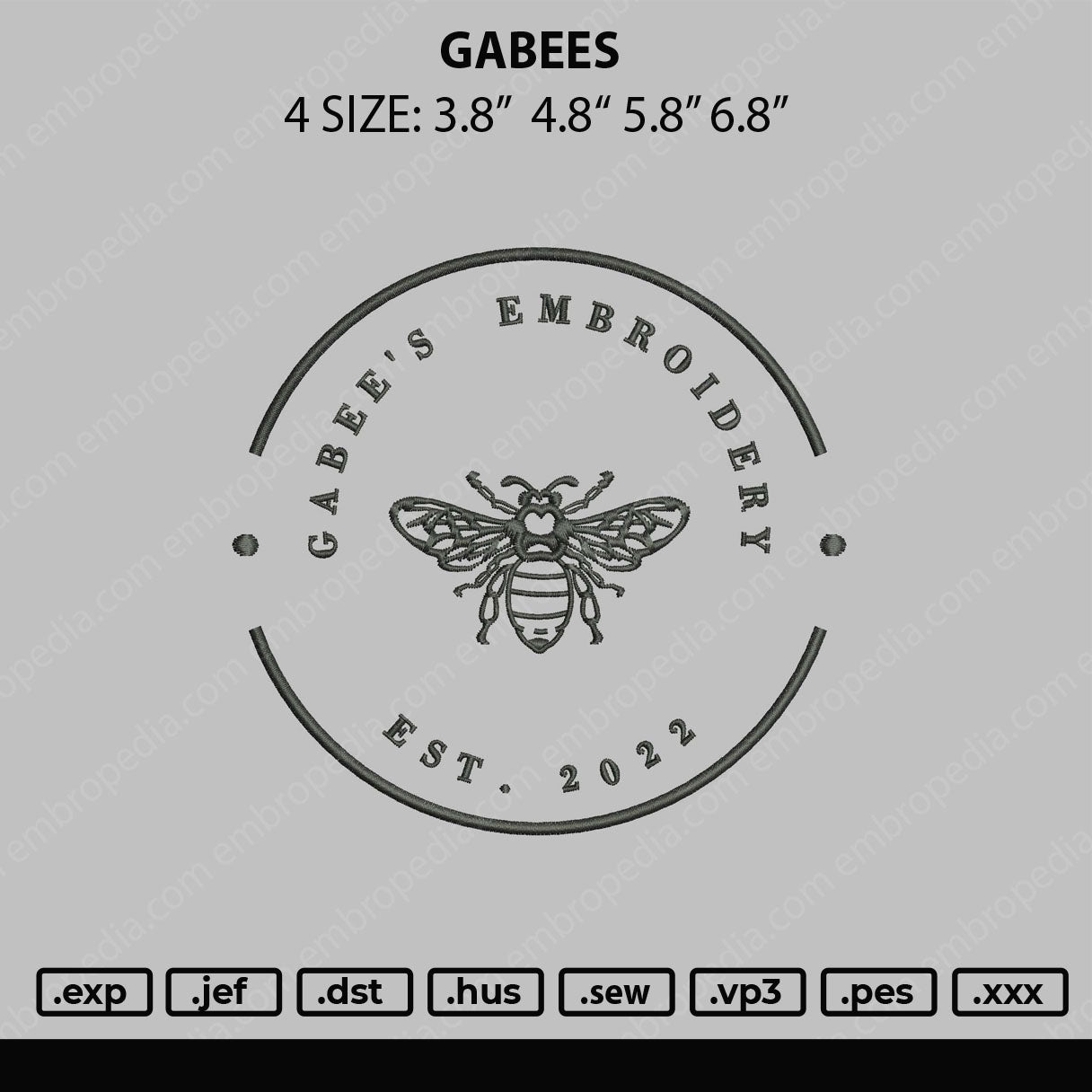 Gabees Embroidery File 4 size