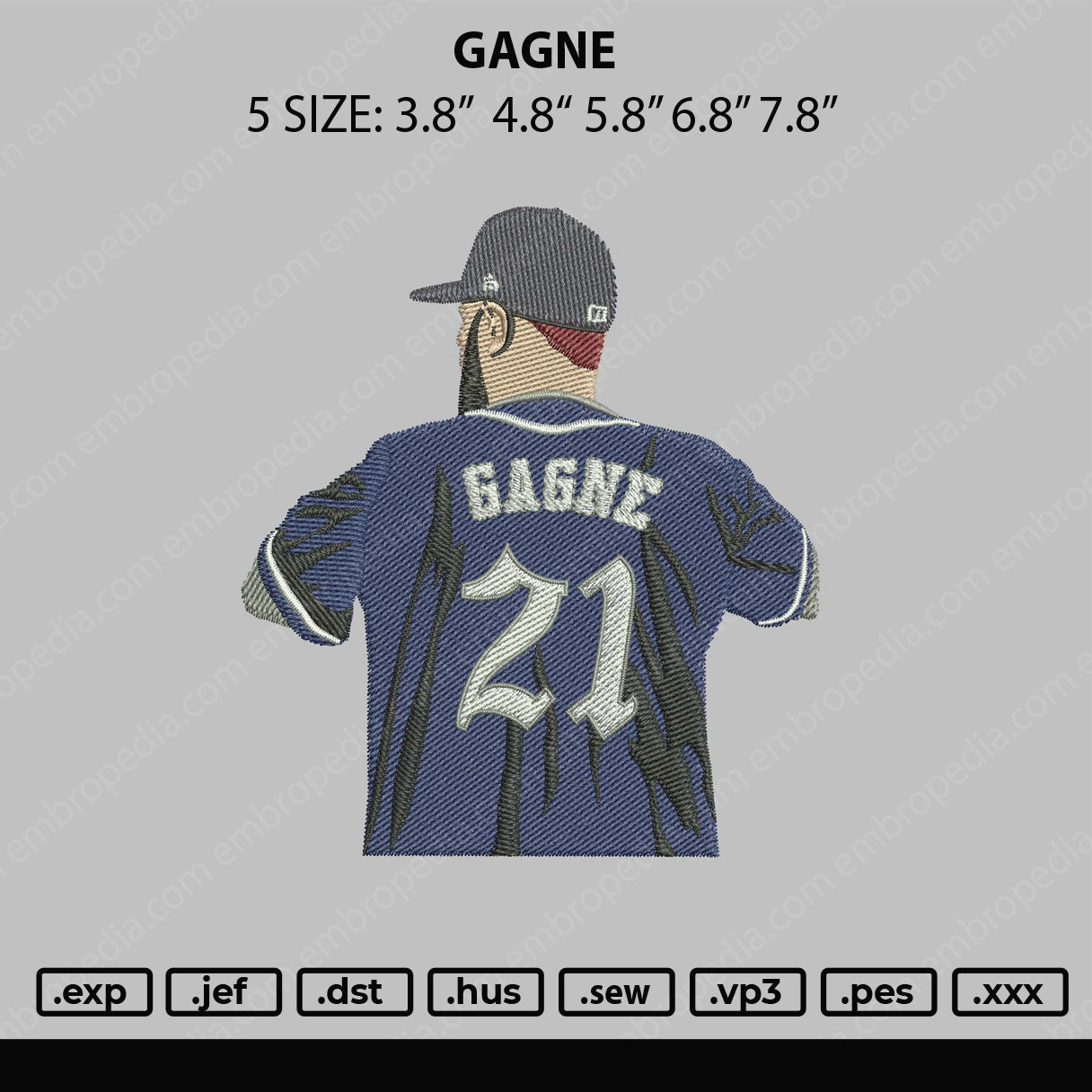 Gagne Embroidery File 5 sizes