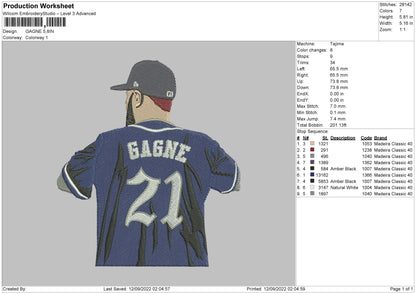 Gagne Embroidery File 5 sizes