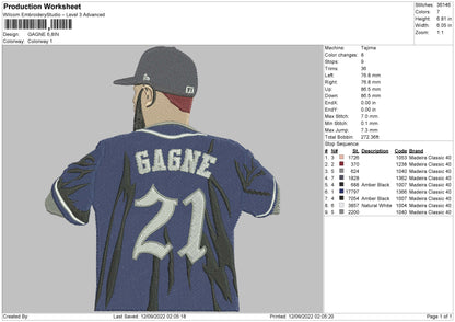 Gagne Embroidery File 5 sizes