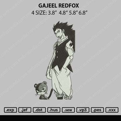 Gajeel Embroidery File 4 size