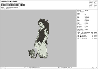 Gajeel Embroidery File 4 size