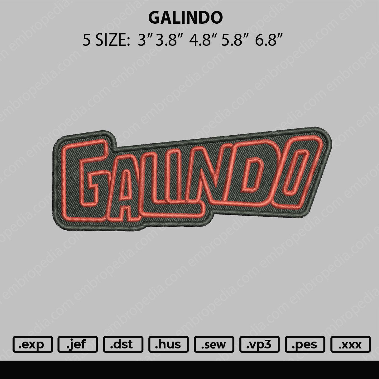 Galindo Embroidery File 5 size