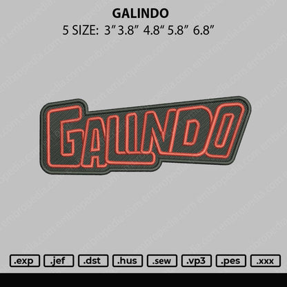 Galindo Embroidery File 5 size
