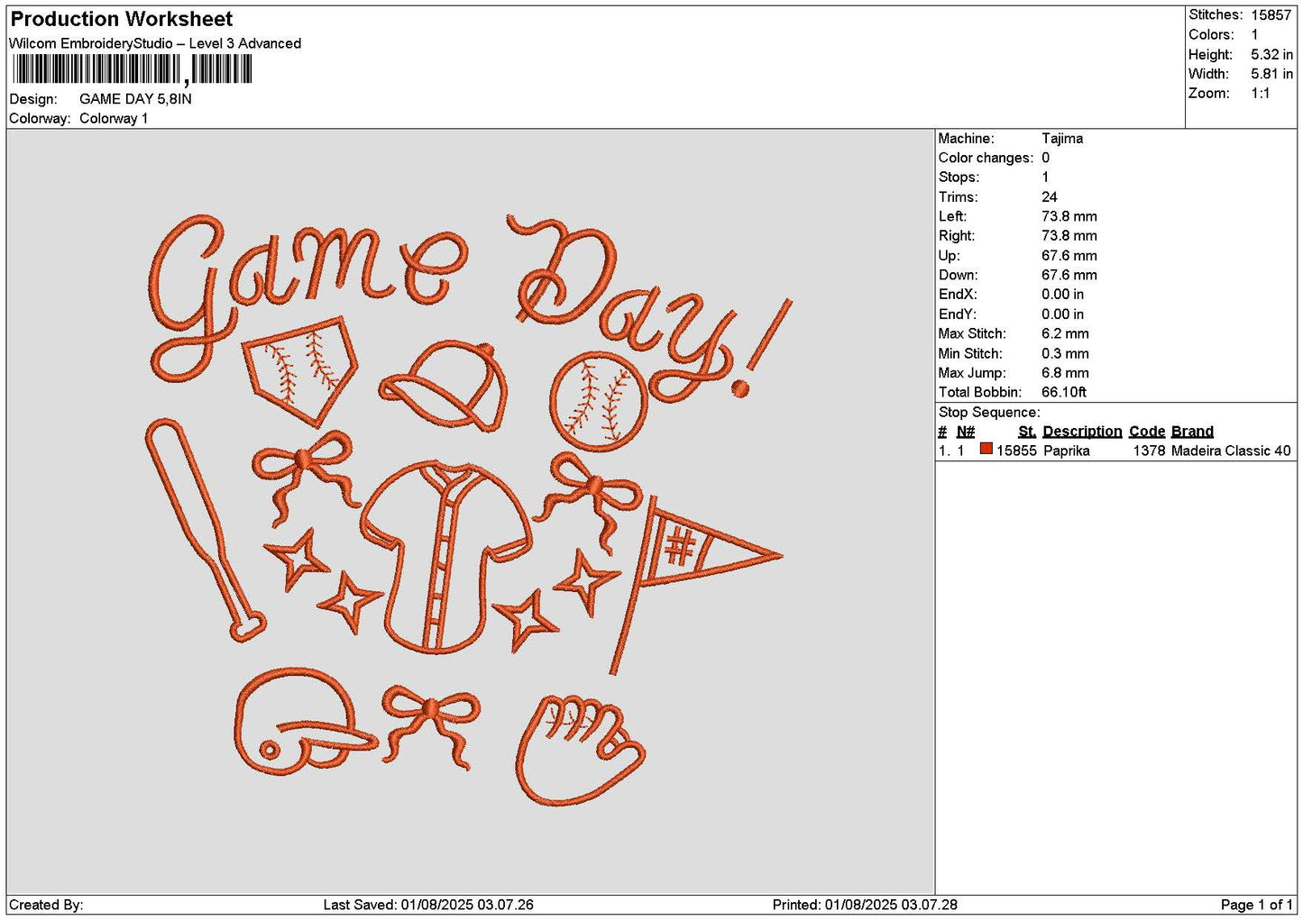 Gametext 018 Embroidery File 6 sizes