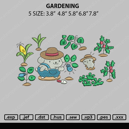 Gardening Embroidery File 5 sizes