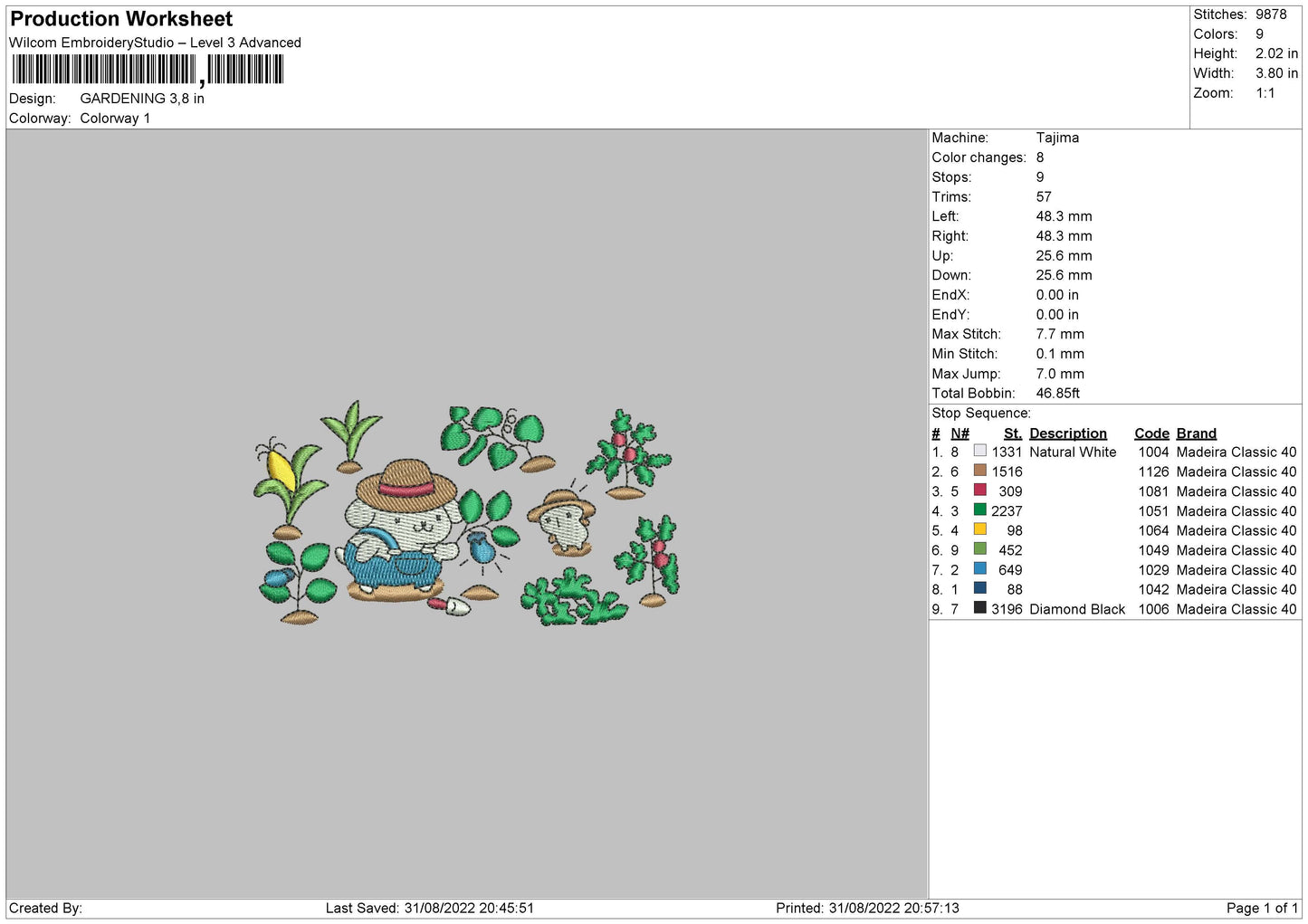 Gardening Embroidery File 5 sizes